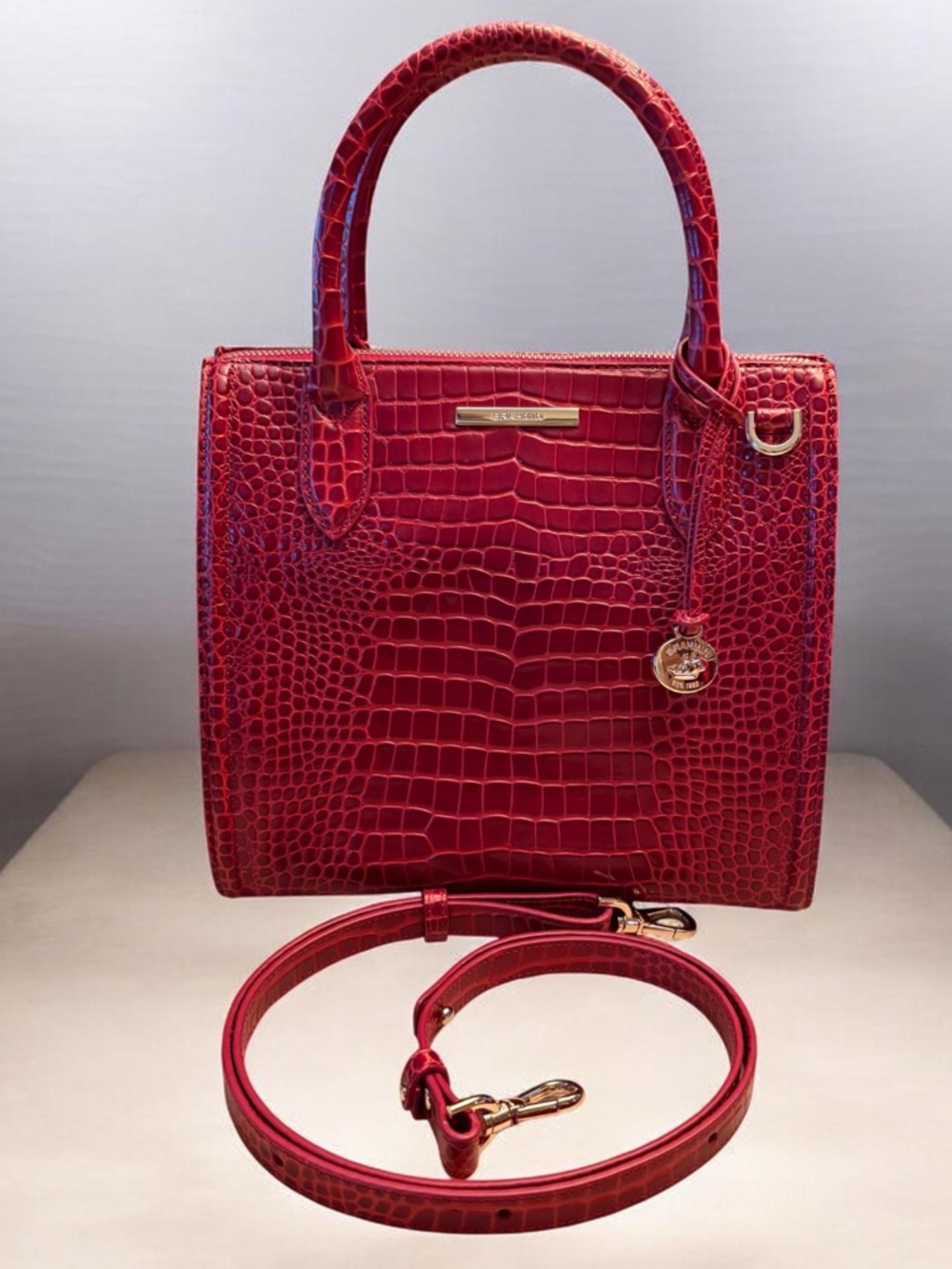 Brahmin Caroline Red Glissandro